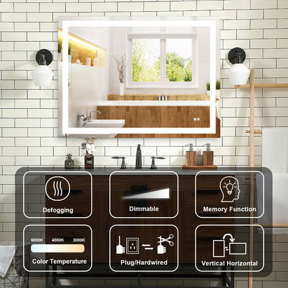 Frameless Rectangular LED Light Bathroom Vanity Mirror image 6