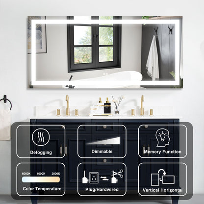 Frameless Rectangular LED Light Bathroom Vanity Mirror image 13