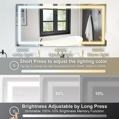 Frameless Rectangular LED Light Bathroom Vanity Mirror image 12
