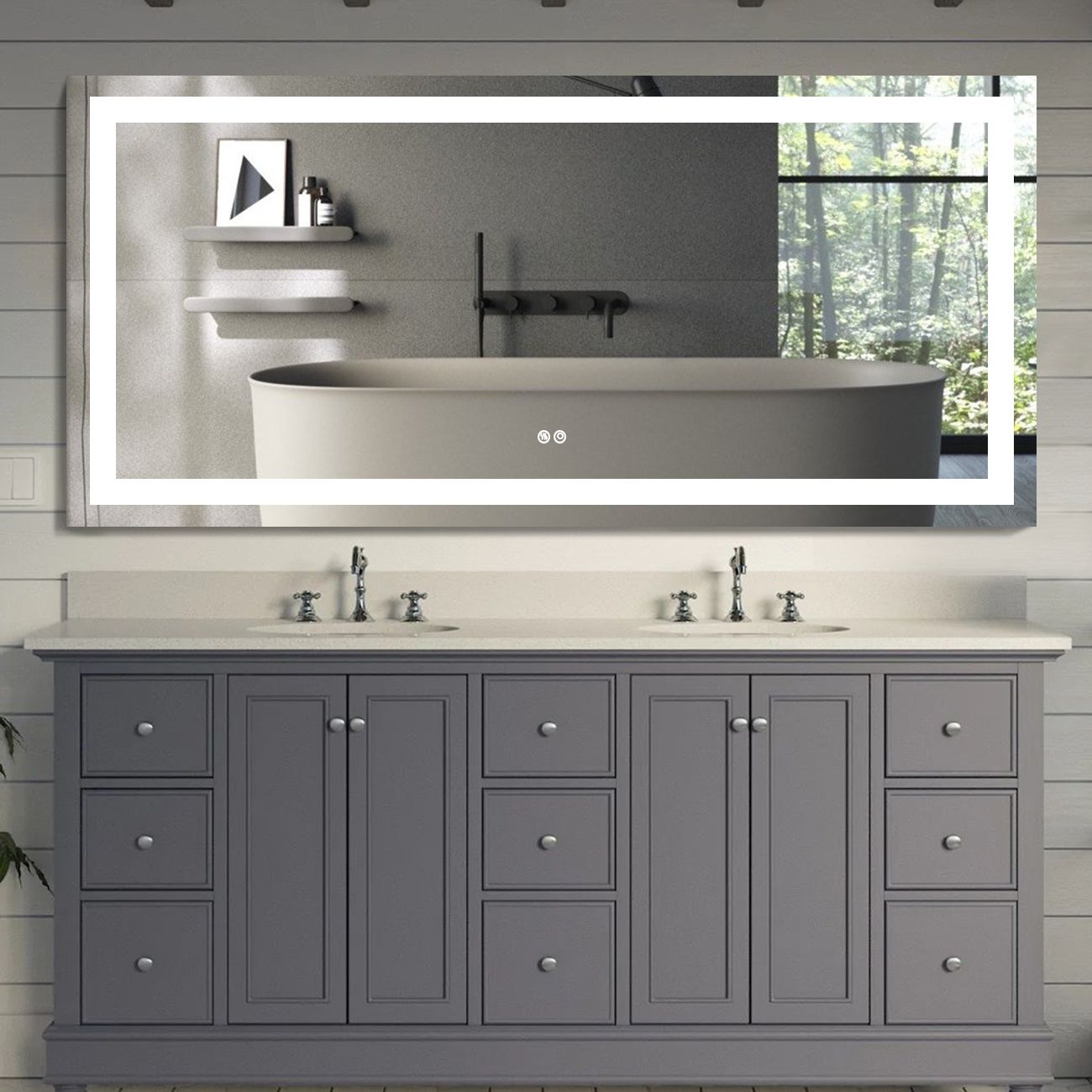 Frameless Rectangular LED Light Bathroom Vanity Mirror image 8