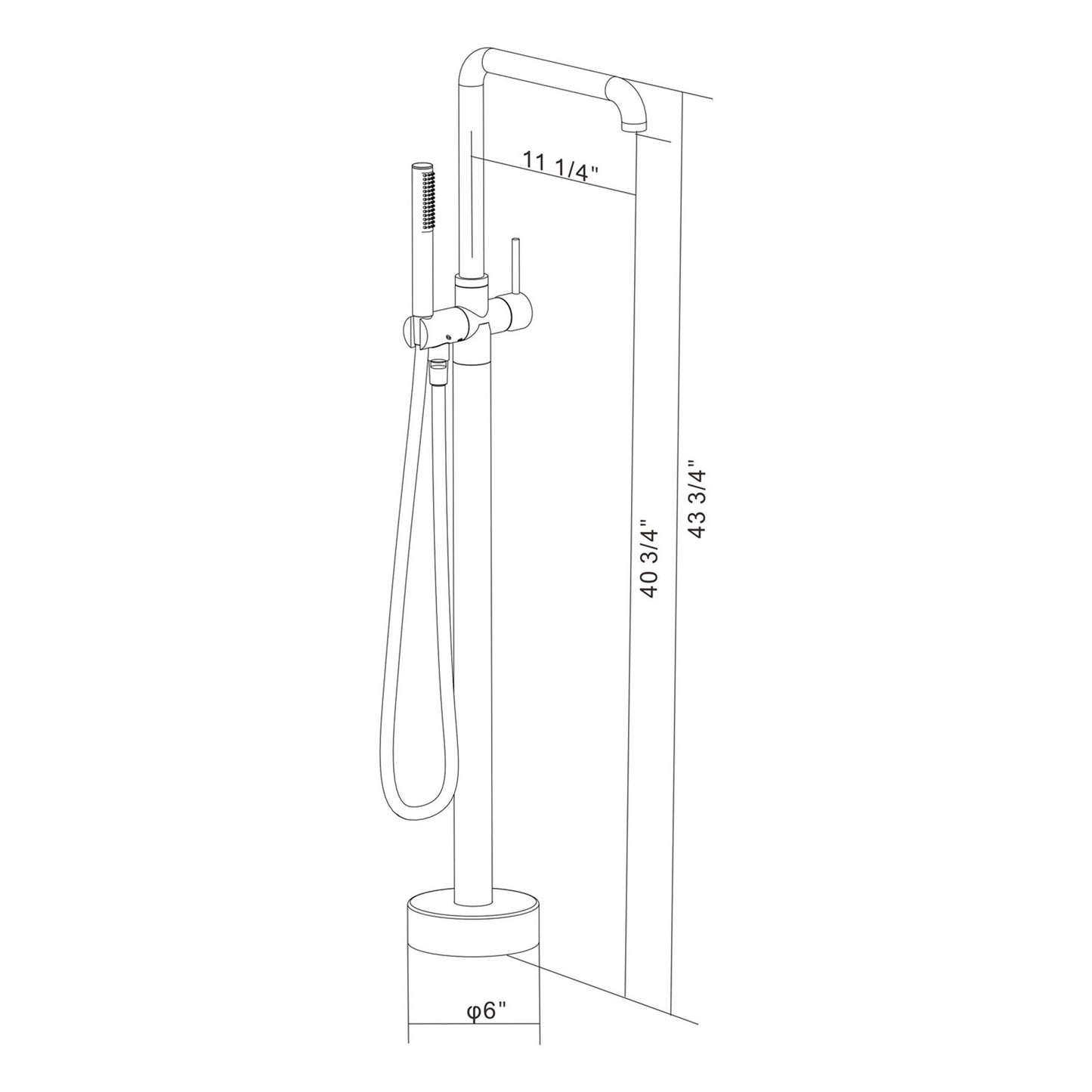 Freestanding bathtub faucet with hand shower - close up