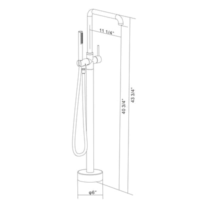 Freestanding bathtub faucet with hand shower - close up