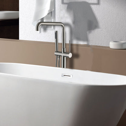 Freestanding bathtub faucet with hand shower - installation view