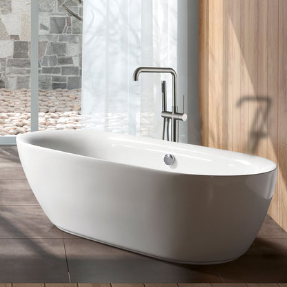 Freestanding bathtub faucet with hand shower - bathroom setting