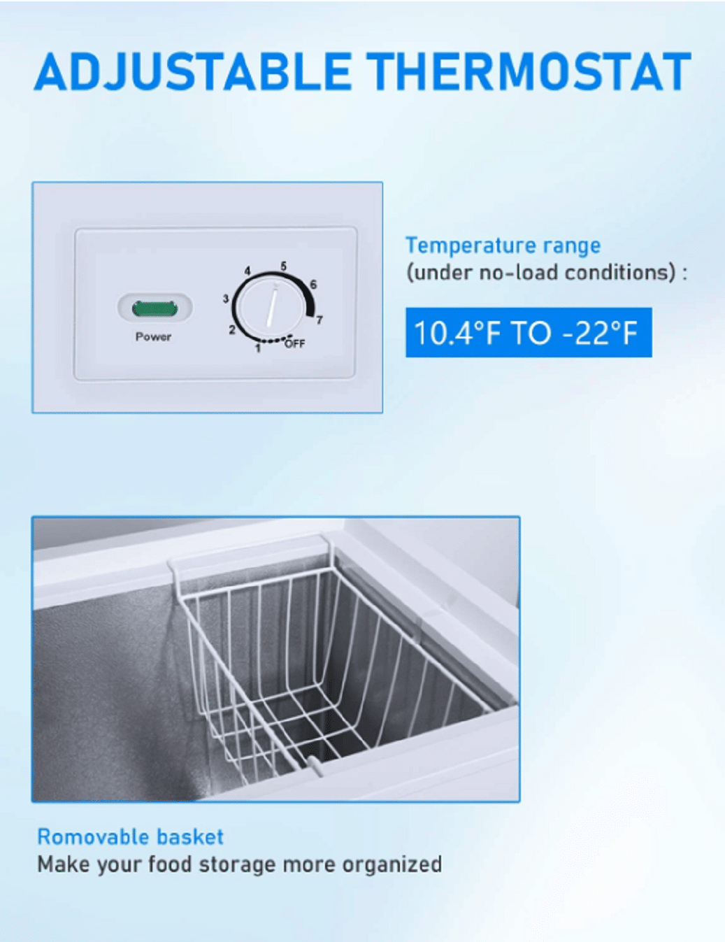 Freezer, 3.5 Cubic Feet with Removable Storage Basket Deep Freezer image 4