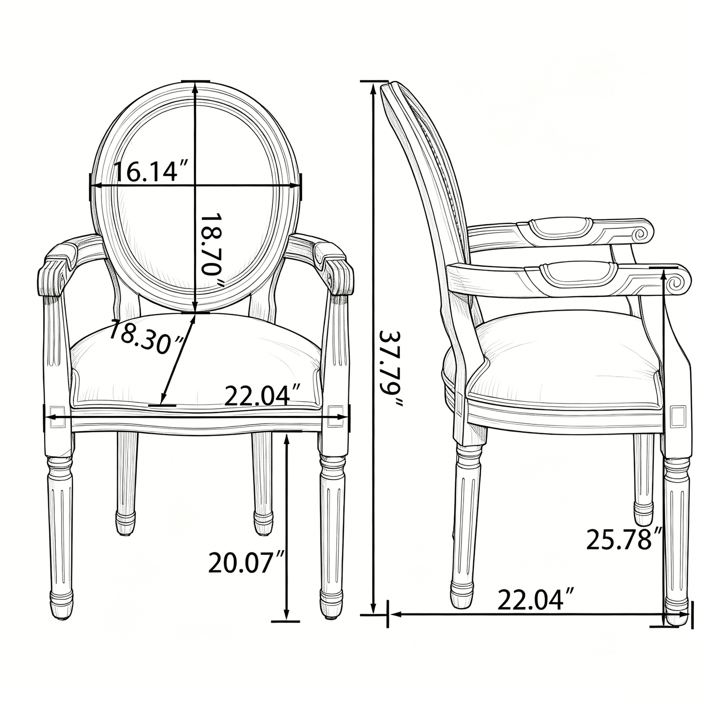 French Style Solid Wood Dining Chair,Set of 2,Cream image 17