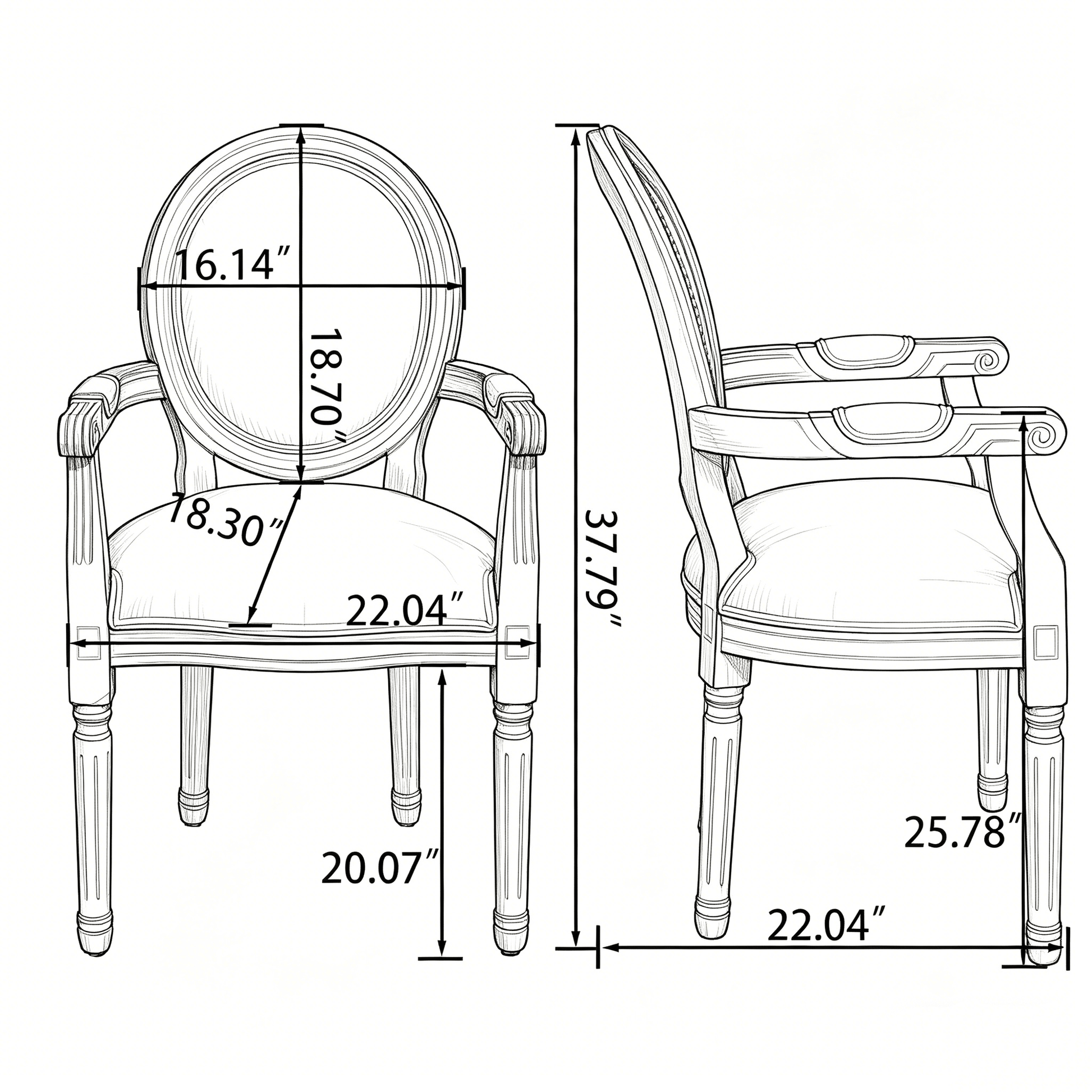 French Style Solid Wood Dining Chair,Set of 2,Cream image 17