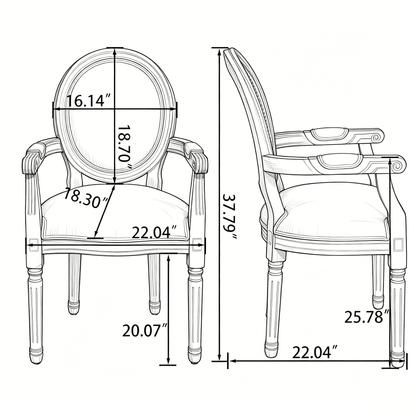 French Style Solid Wood Dining Chair,Set of 2,Cream image 17