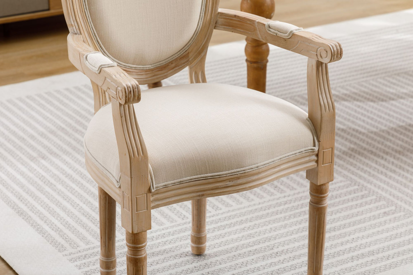French Style Solid Wood Dining Chair,Set of 2,Cream image 8