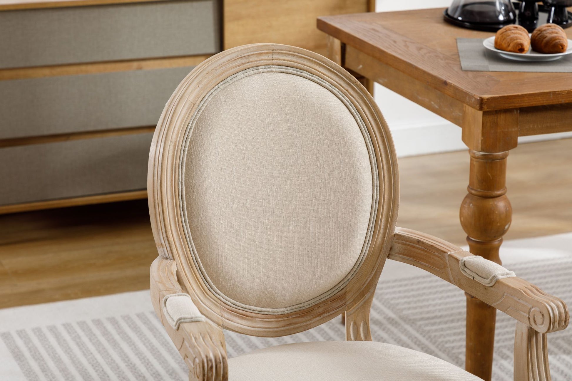 French Style Solid Wood Dining Chair,Set of 2,Cream image 12