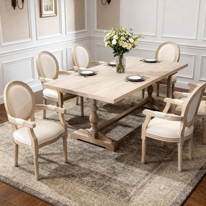 French Style Solid Wood Dining Chair,Set of 2,Cream image 4