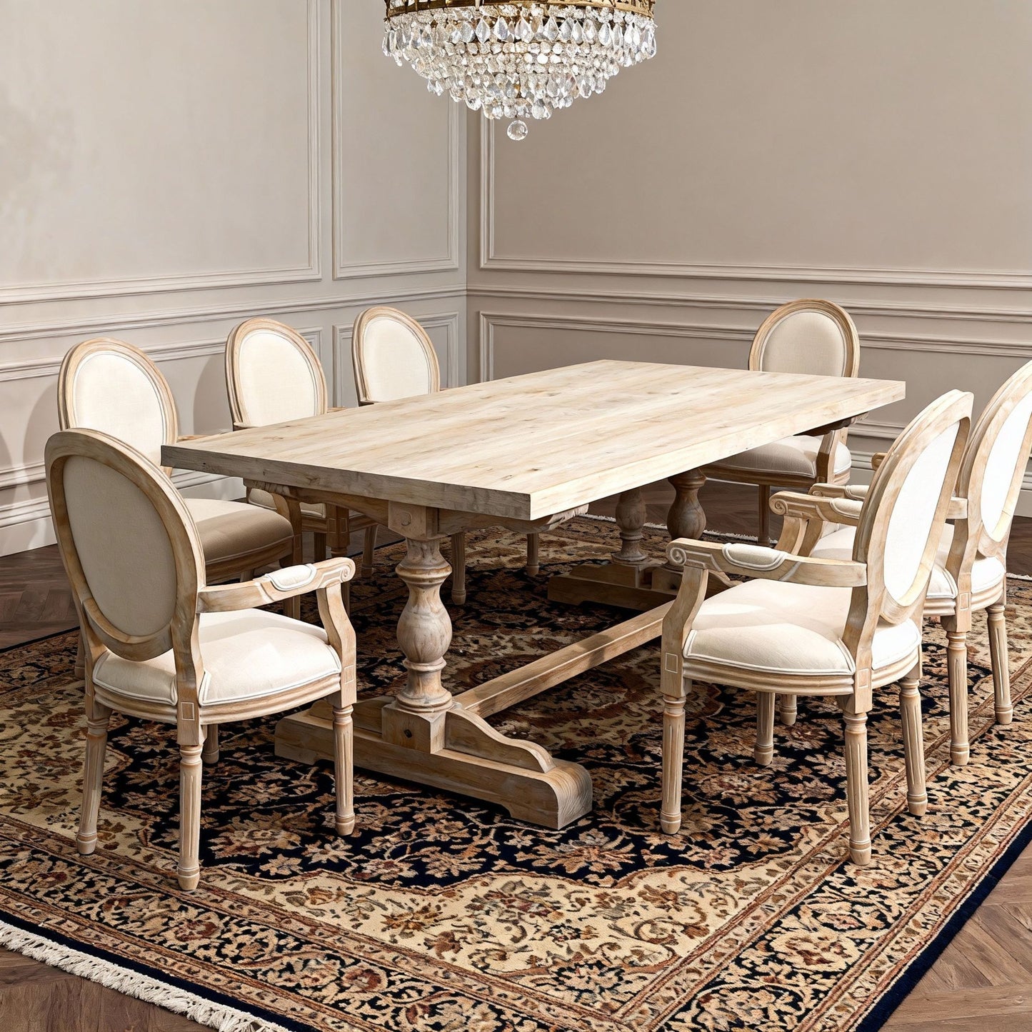 French Style Solid Wood Dining Chair,Set of 2,Cream image 6