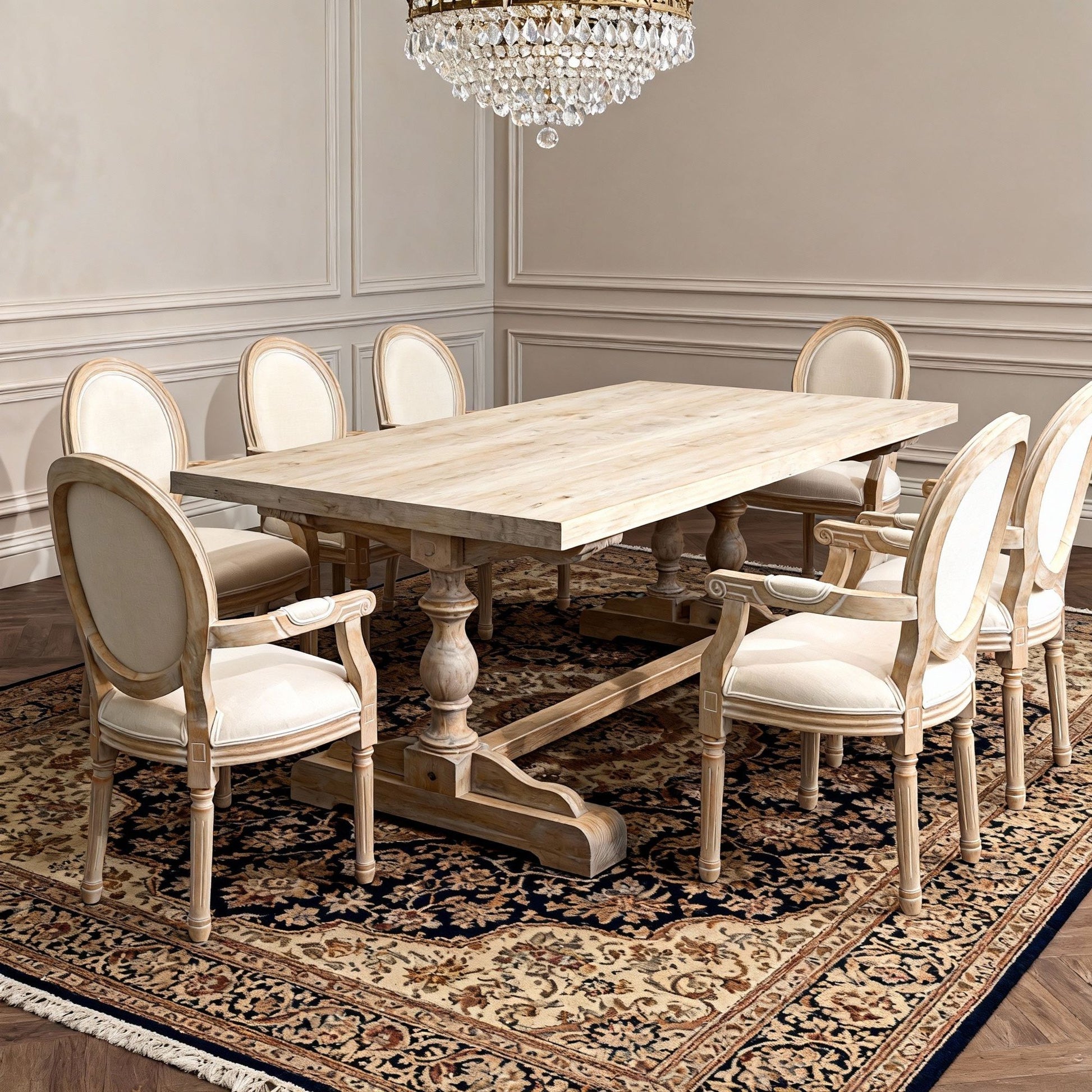 French Style Solid Wood Dining Chair,Set of 2,Cream image 6