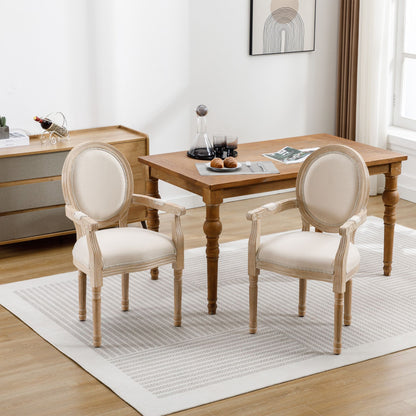 French Style Solid Wood Dining Chair,Set of 2,Cream image 1