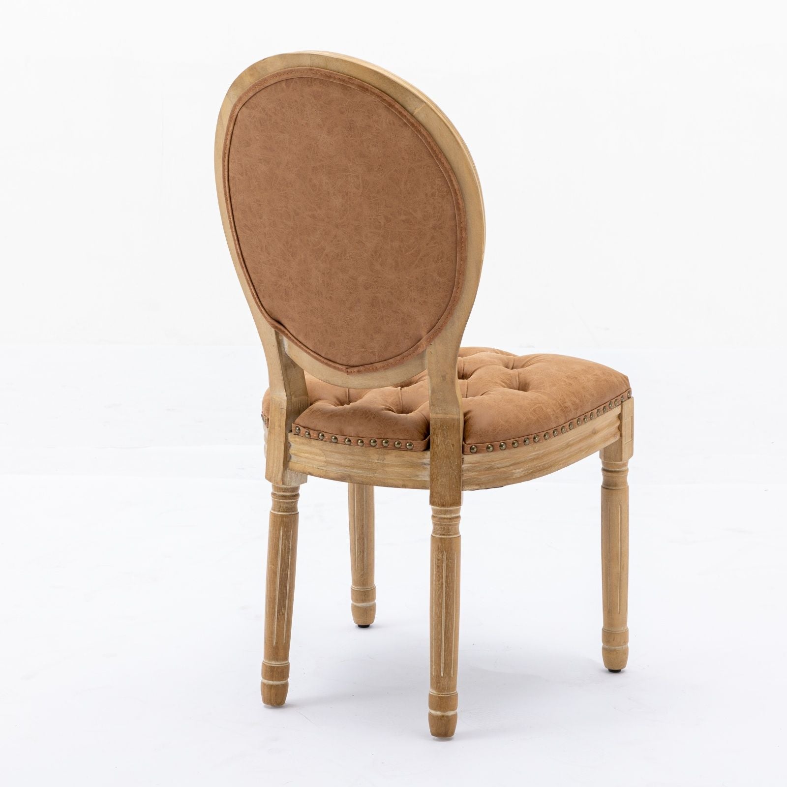 French Style Solid Wood Frame Antique Painting,Hand-pulled buckle decoration PU artificial leather Dining Chair with Nai image 6