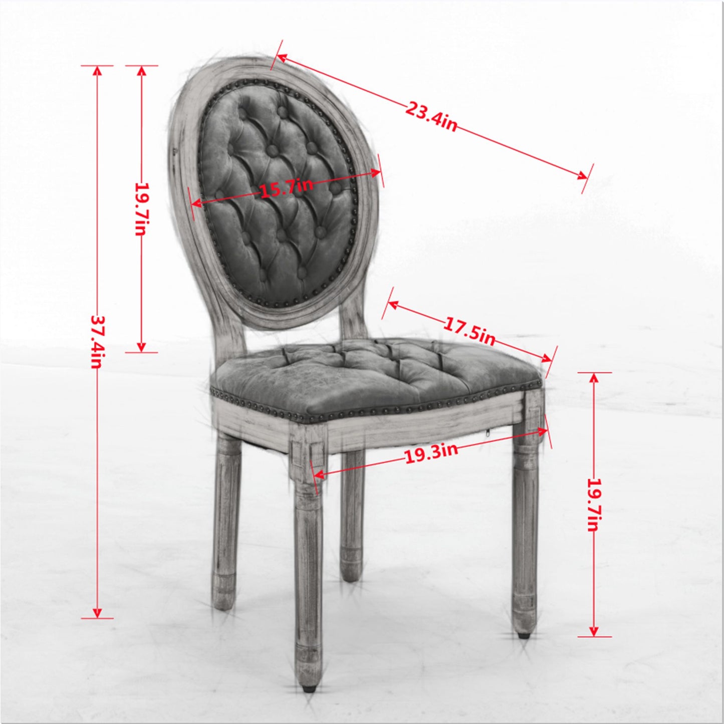 French Style Solid Wood Frame Antique Painting,Hand-pulled buckle decoration PU artificial leather Dining Chair with Nai image 8