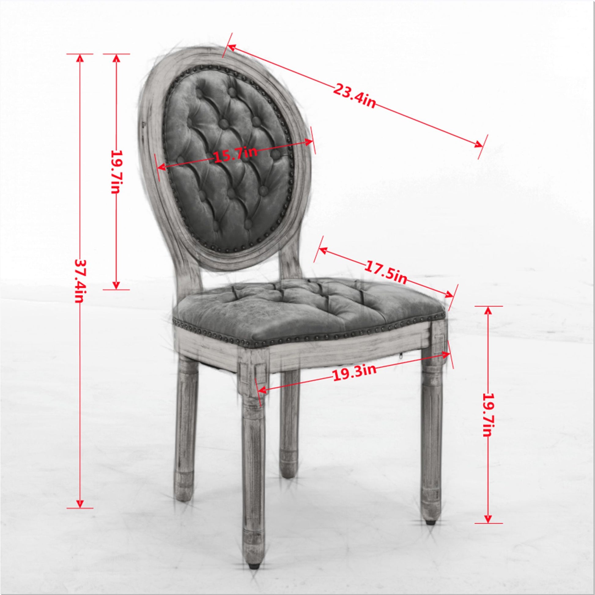 French Style Solid Wood Frame Antique Painting,Hand-pulled buckle decoration PU artificial leather Dining Chair with Nai image 8