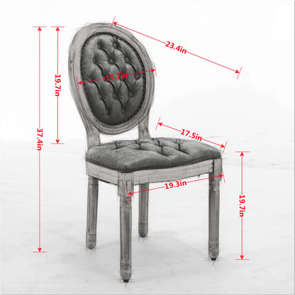 French Style Solid Wood Frame Antique Painting,Hand-pulled buckle decoration PU artificial leather Dining Chair with Nai image 8