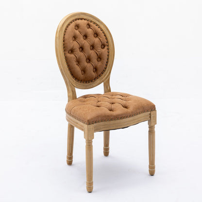 French Style Solid Wood Frame Antique Painting,Hand-pulled buckle decoration PU artificial leather Dining Chair with Nai image 4