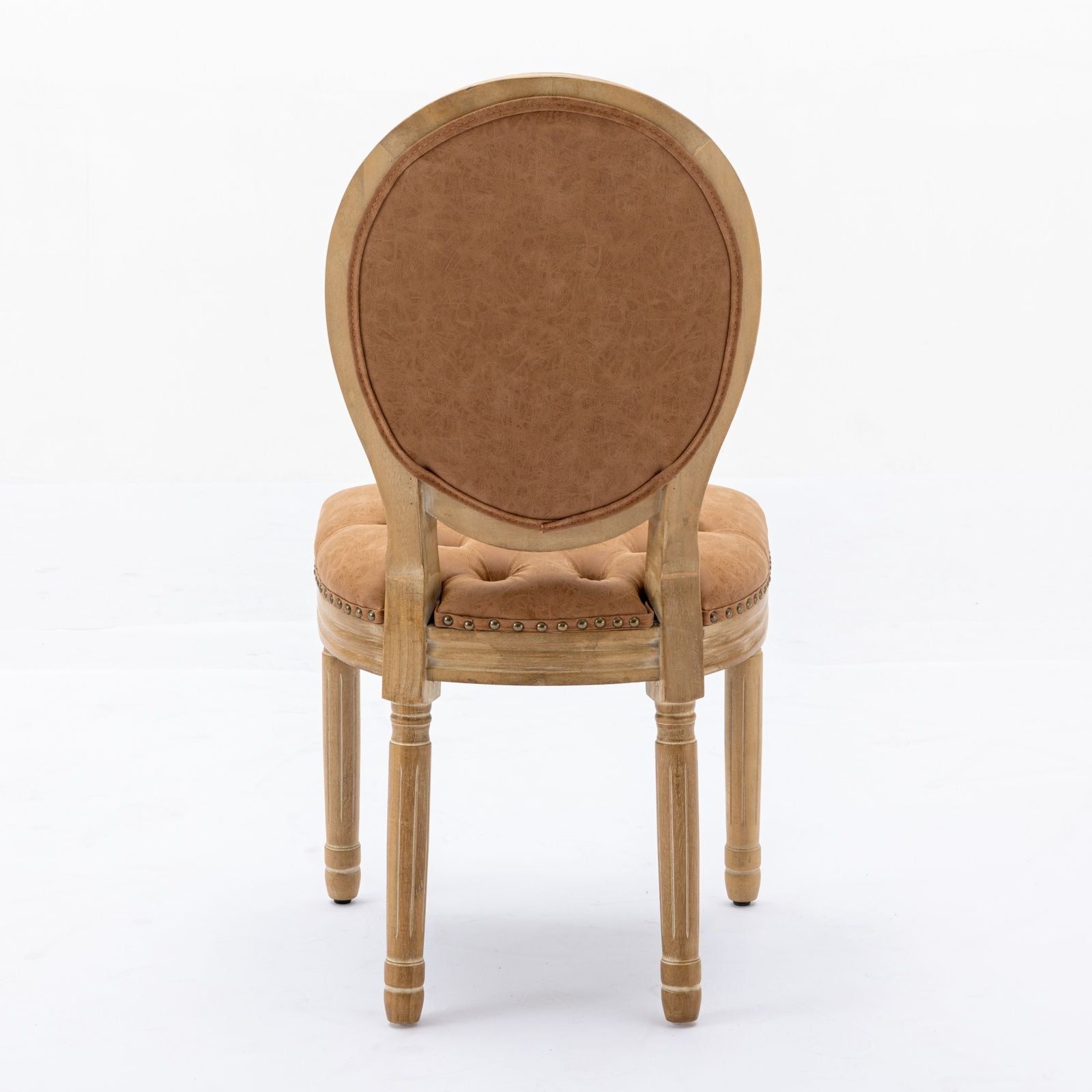 French Style Solid Wood Frame Antique Painting,Hand-pulled buckle decoration PU artificial leather Dining Chair with Nai image 7