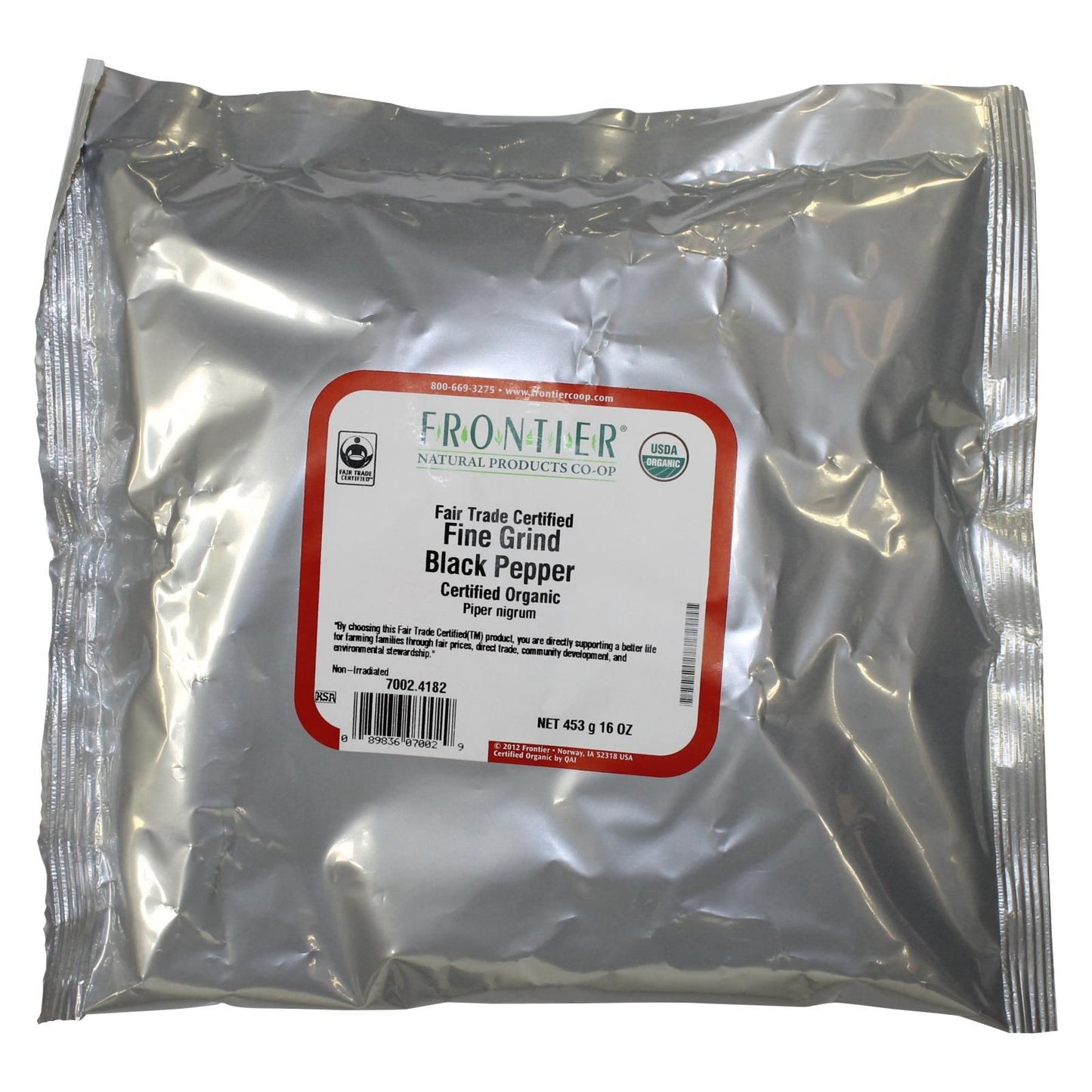 Frontier Herb Pepper Organic Fair Trade Certified Black Fine Grind - Single Bulk Item - 1lb image 1