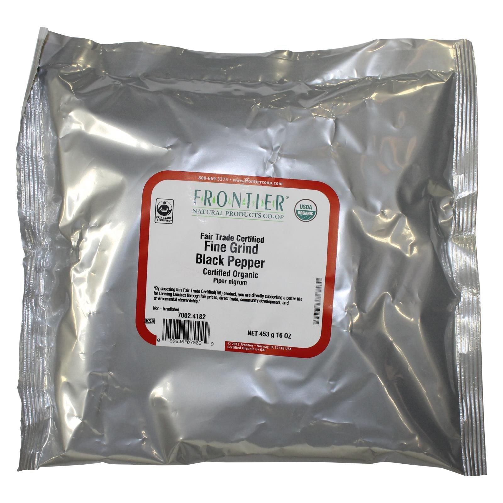 Frontier Herb Pepper Organic Fair Trade Certified Black Fine Grind - Single Bulk Item - 1lb image 1
