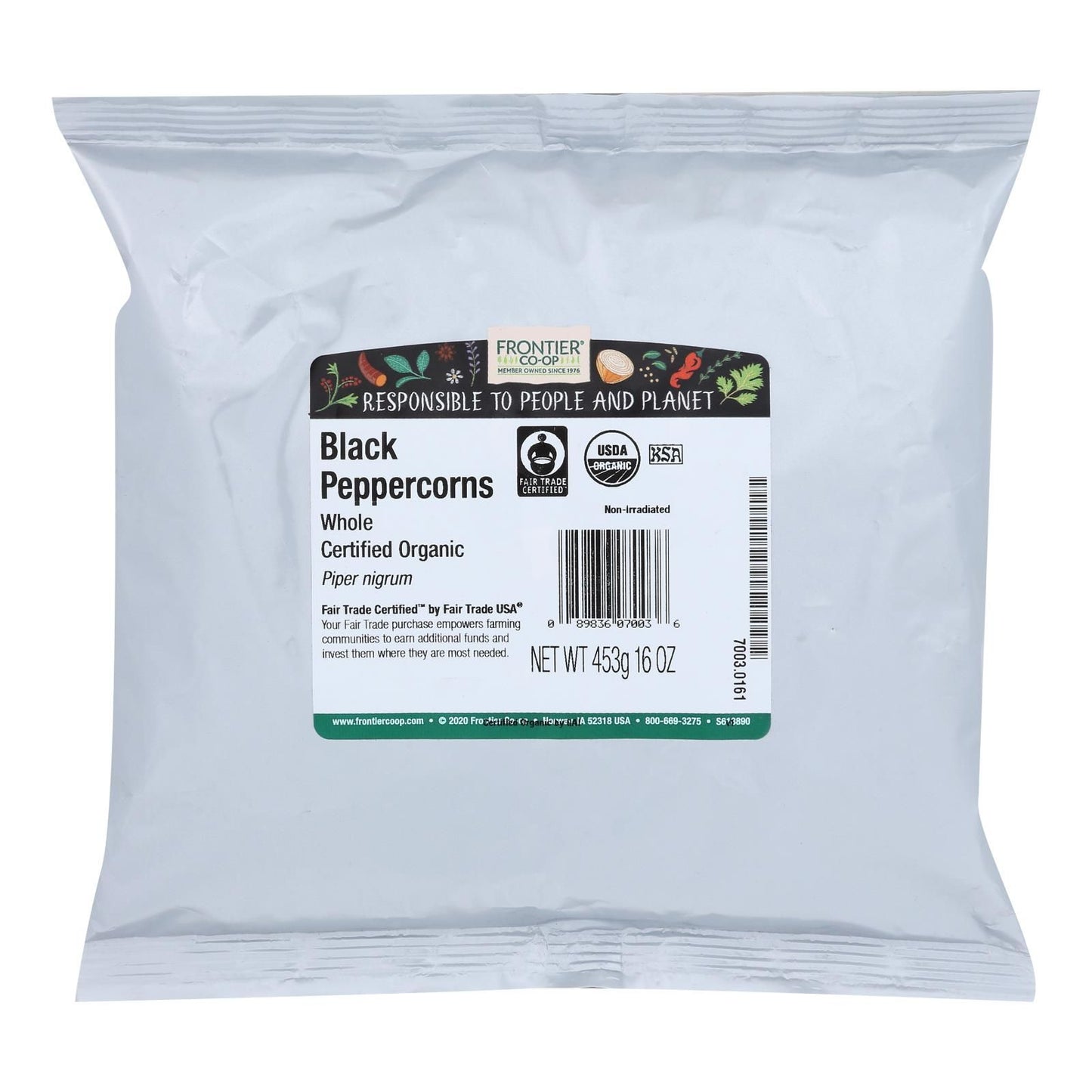 Frontier Herb Peppercorns Organic Fair Trade Certified Whole Black - Single Bulk Item - 1lb image 2