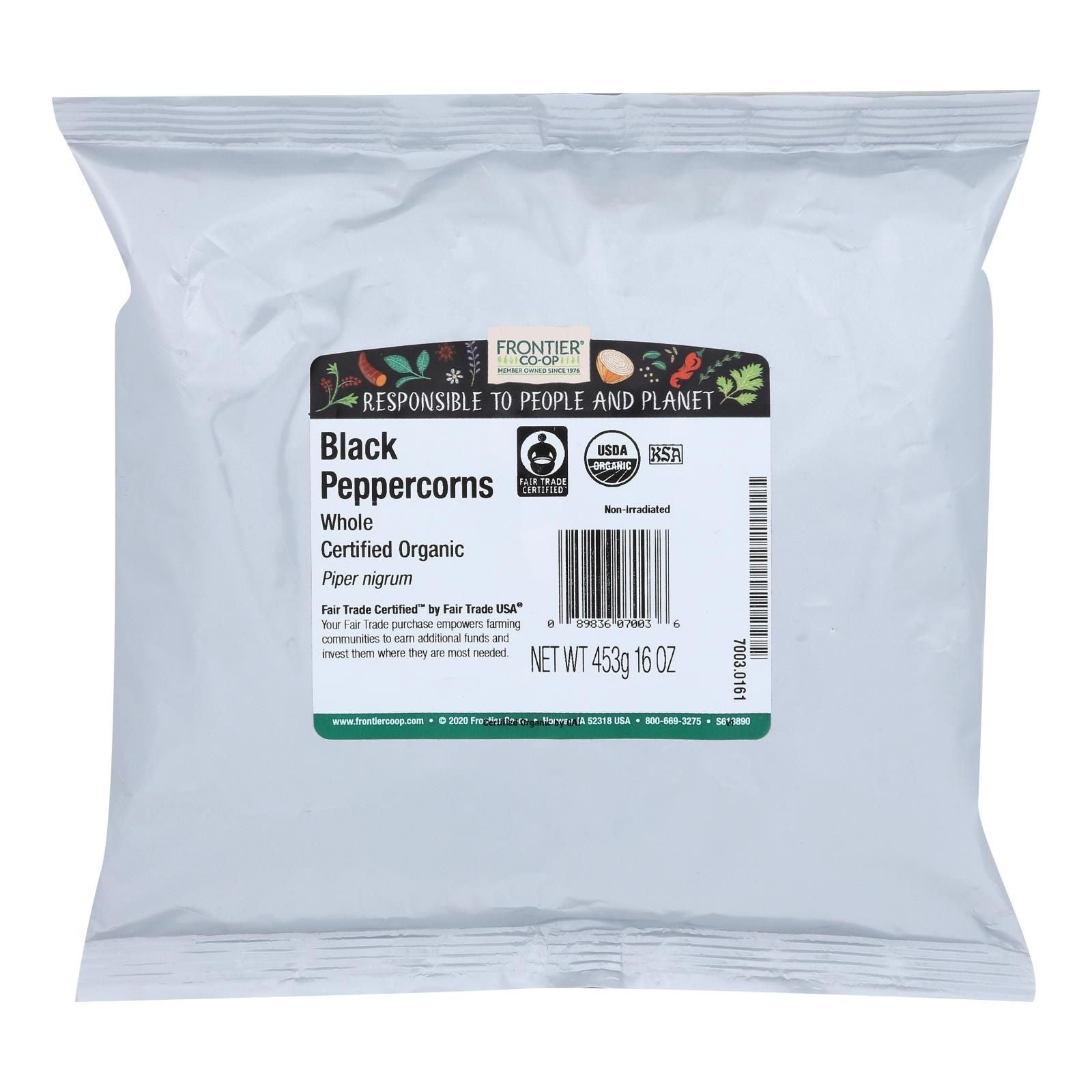 Frontier Herb Peppercorns Organic Fair Trade Certified Whole Black - Single Bulk Item - 1lb image 2