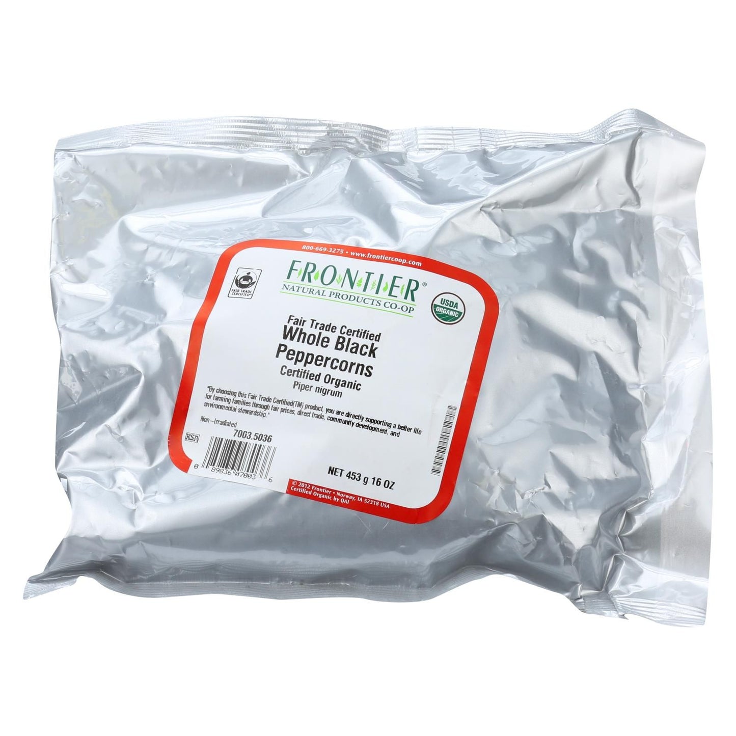 Frontier Herb Peppercorns Organic Fair Trade Certified Whole Black - Single Bulk Item - 1lb image 1