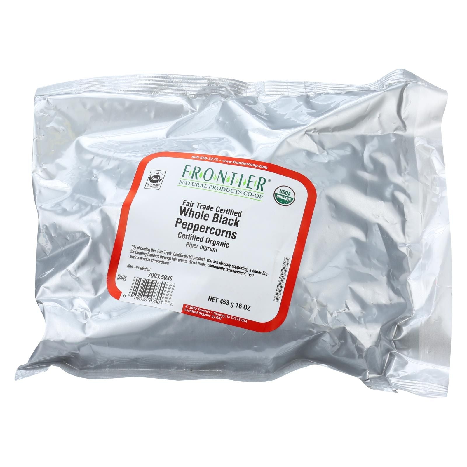 Frontier Herb Peppercorns Organic Fair Trade Certified Whole Black - Single Bulk Item - 1lb image 1
