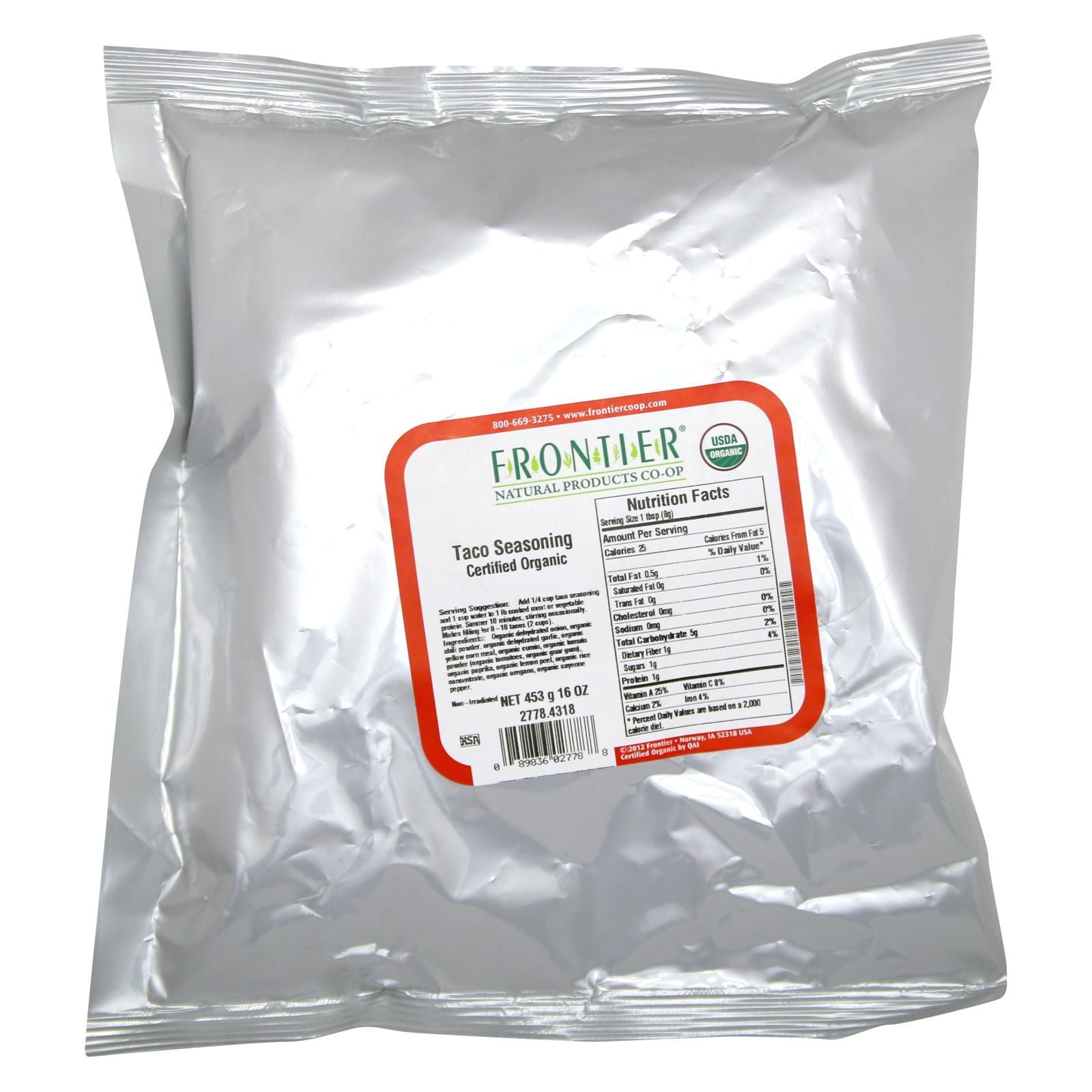 Frontier Herb Taco Seasoning Organic - Single Bulk Item - 1lb image 1