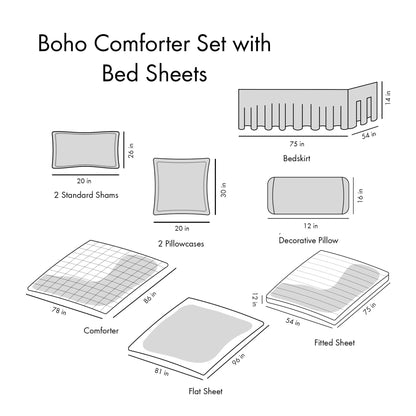 Full Boho Comforter Set with Bed Sheets image 18