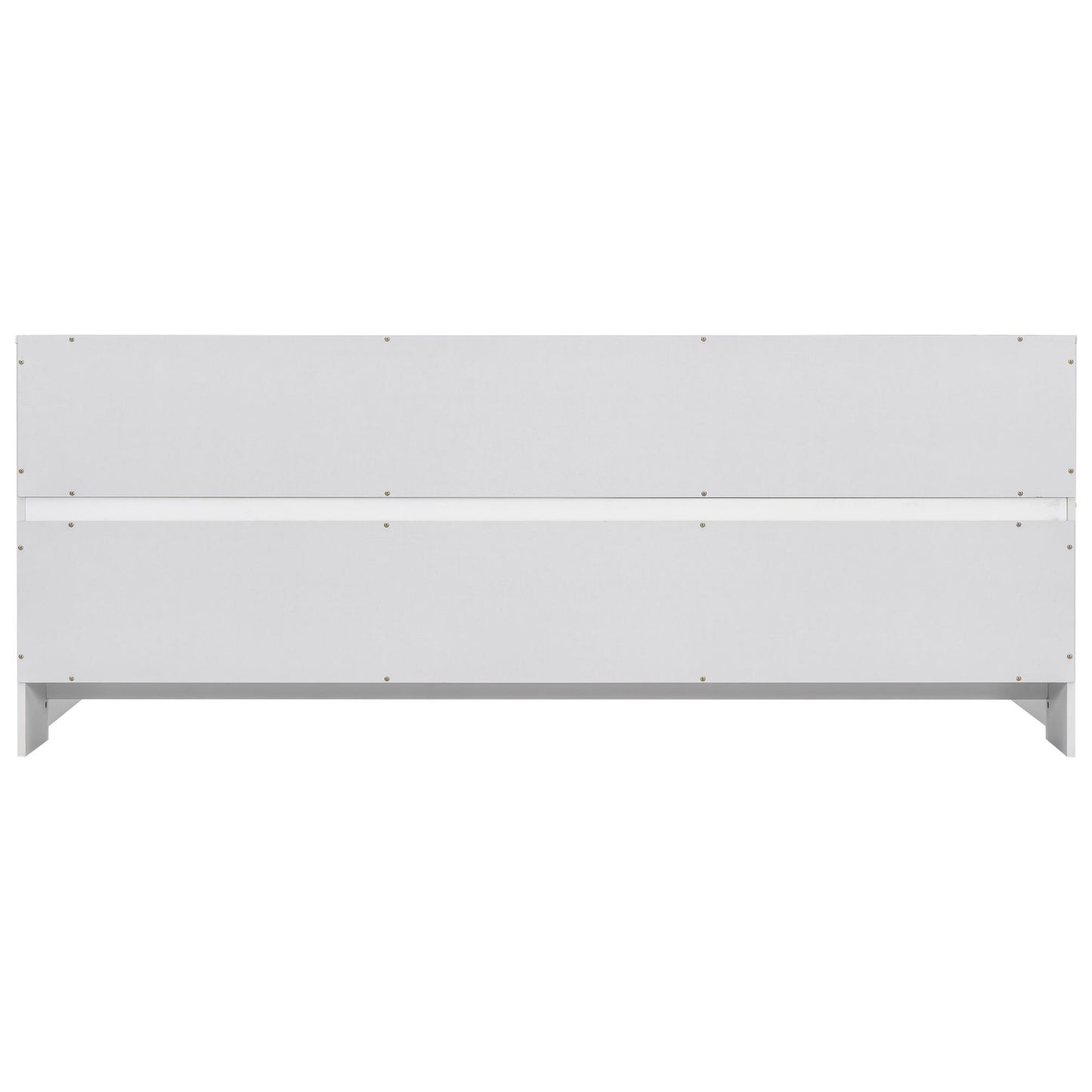 Full Floor Bed with Side Bookcase,Shelves,Guardrails,White image 7