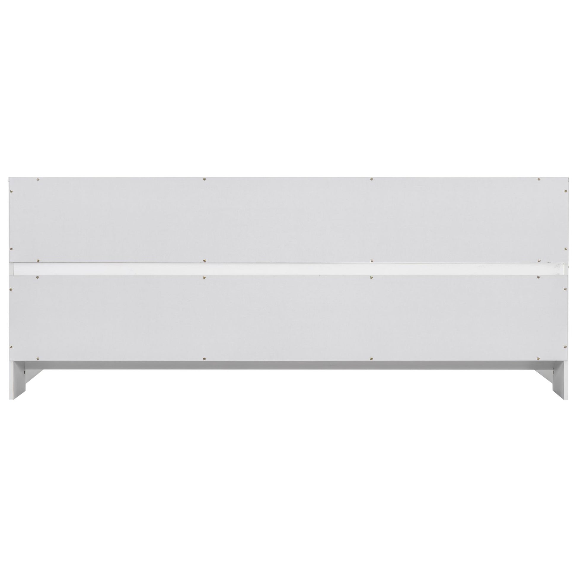 Full Floor Bed with Side Bookcase,Shelves,Guardrails,White image 7