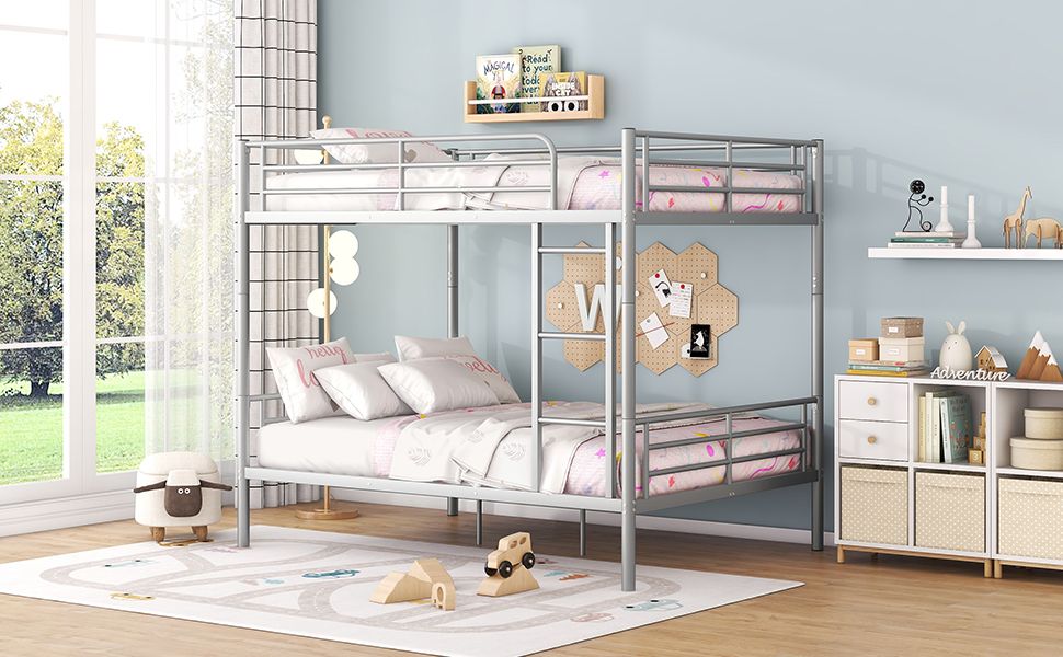 Full Over Full Metal Bunk Bed, Sliver image 10