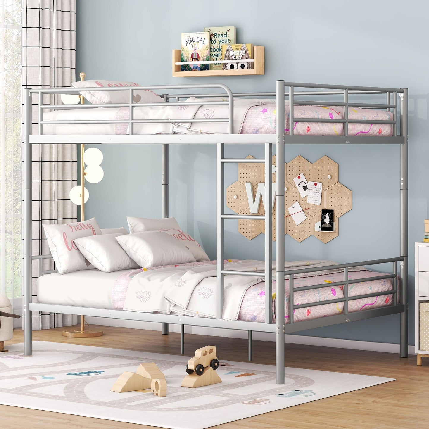 Full Over Full Metal Bunk Bed, Sliver image 1