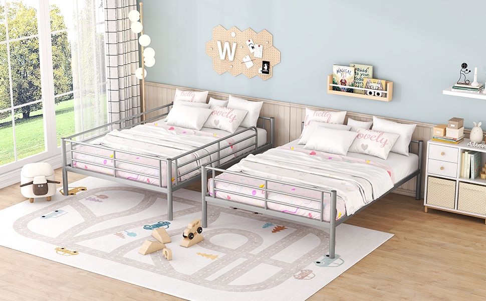 Full Over Full Metal Bunk Bed, Sliver image 12