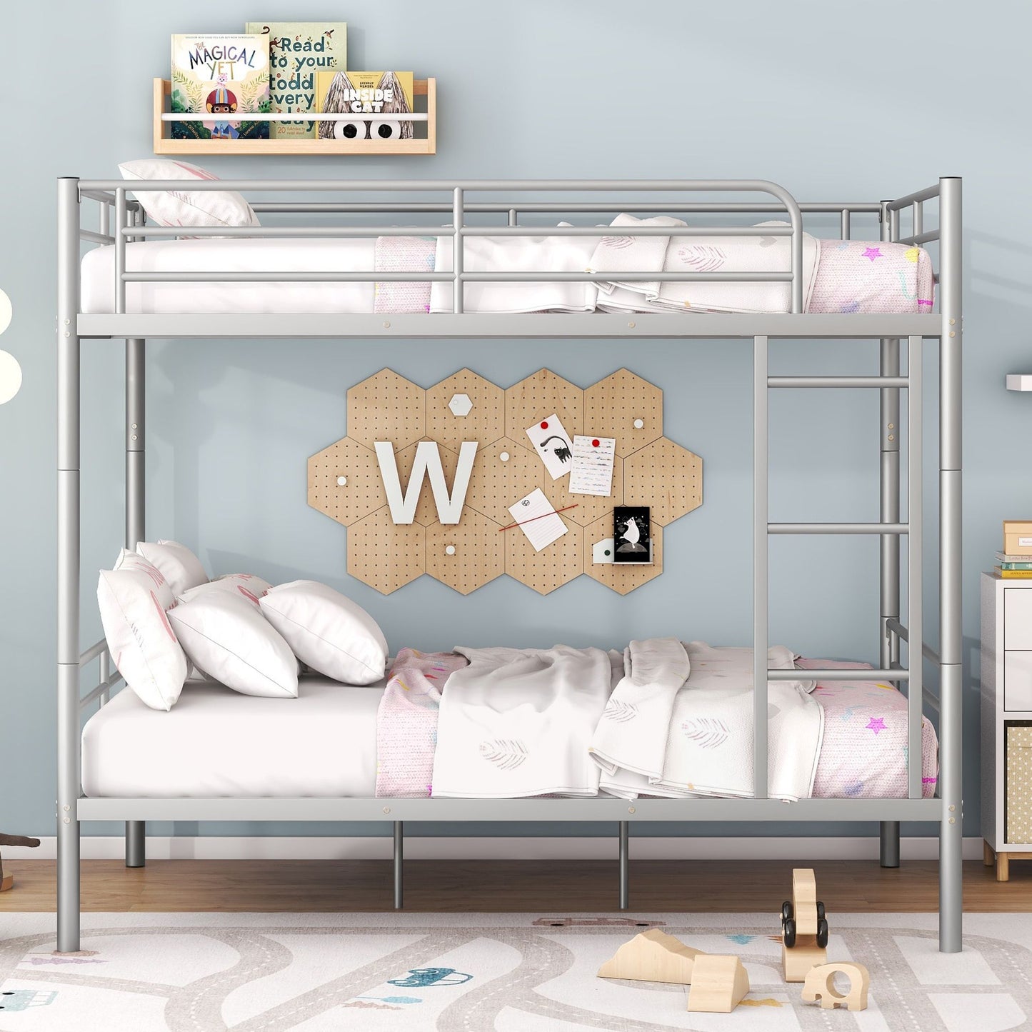 Full Over Full Metal Bunk Bed, Sliver image 2