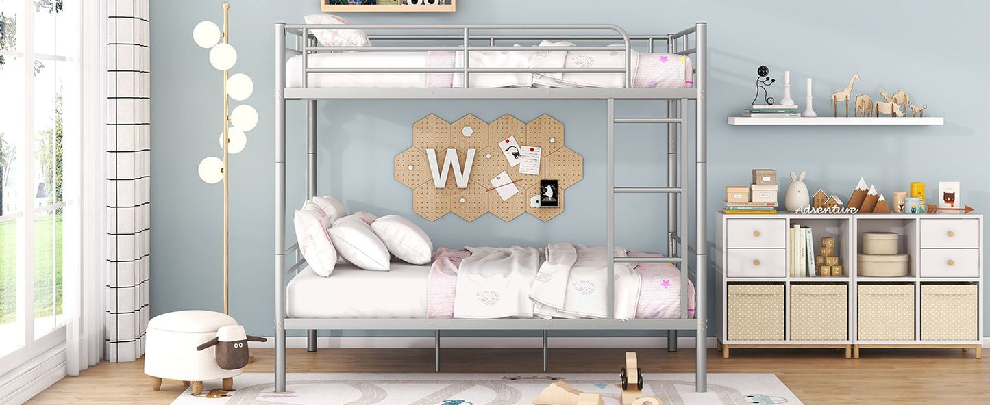Full Over Full Metal Bunk Bed, Sliver image 14