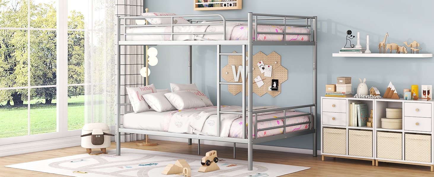 Full Over Full Metal Bunk Bed, Sliver image 13