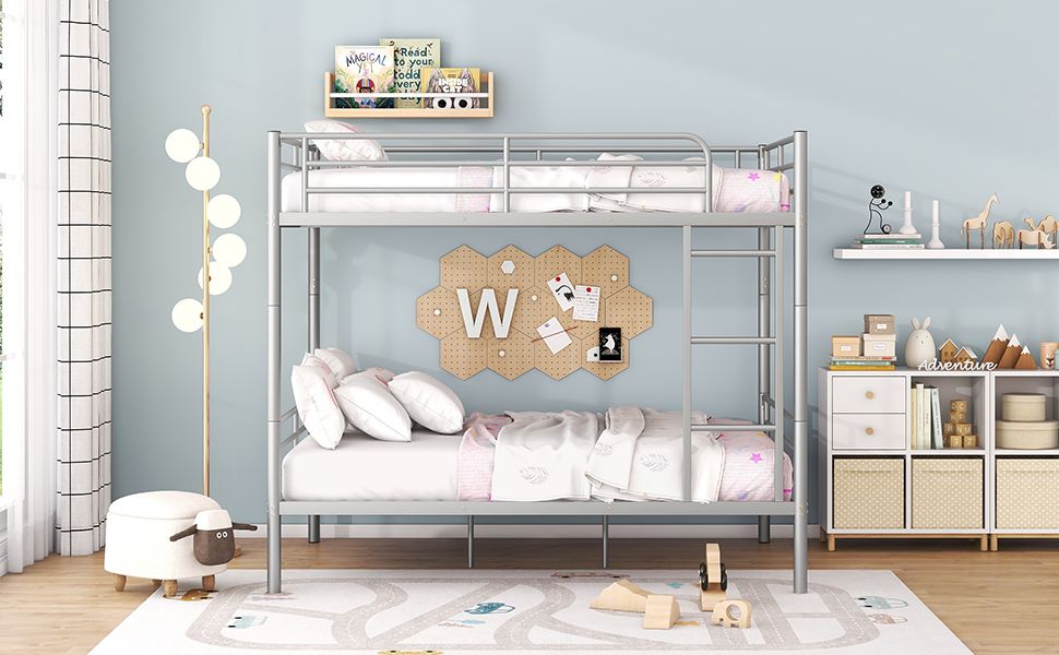 Full Over Full Metal Bunk Bed, Sliver image 11
