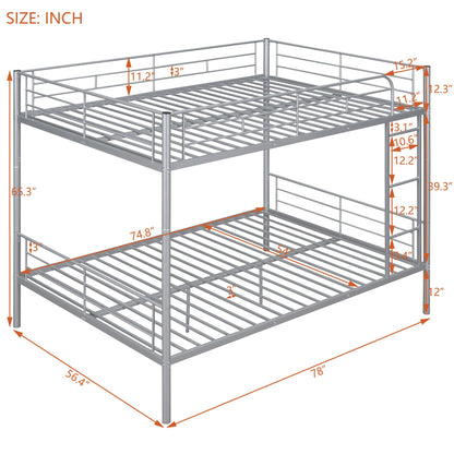 Full Over Full Metal Bunk Bed, Sliver image 7