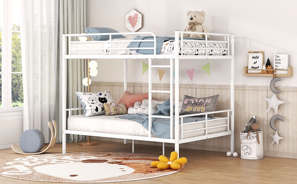Full Over Full Metal Bunk Bed, White image 10