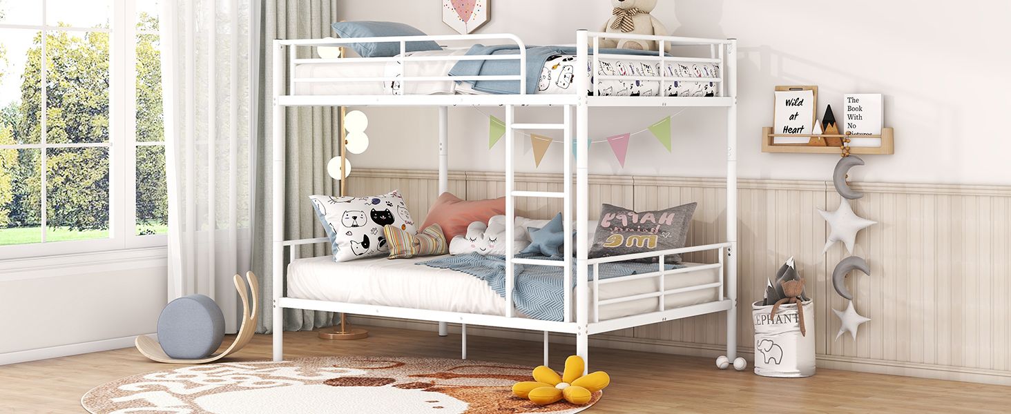 Full Over Full Metal Bunk Bed, White image 13