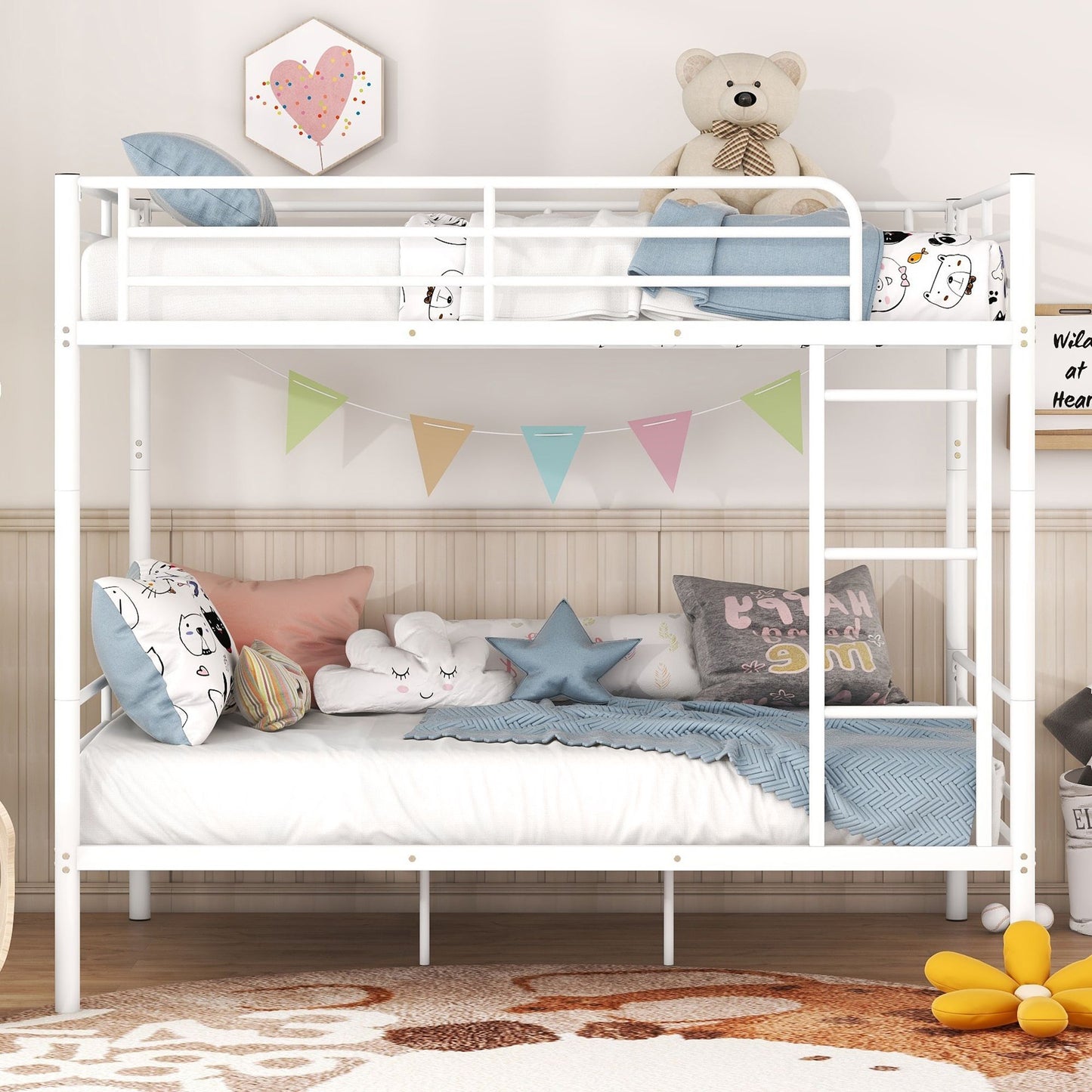 Full Over Full Metal Bunk Bed, White image 2