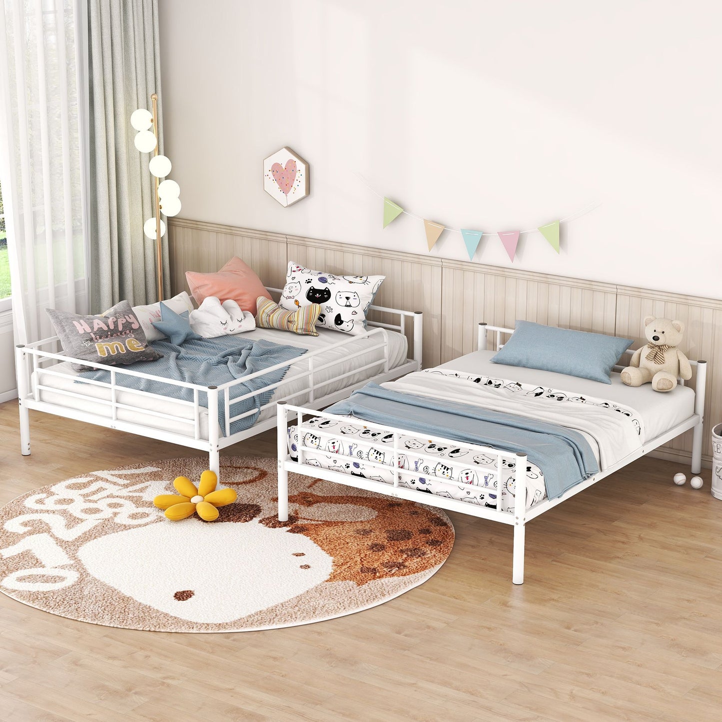 Full Over Full Metal Bunk Bed, White image 3