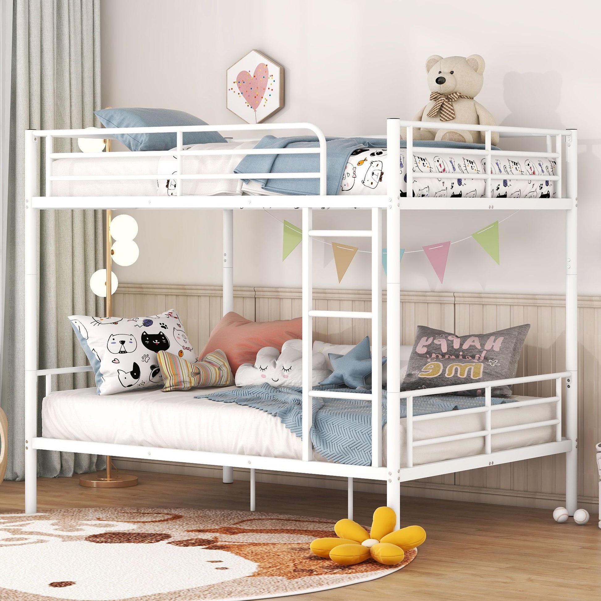 Full Over Full Metal Bunk Bed, White image 1