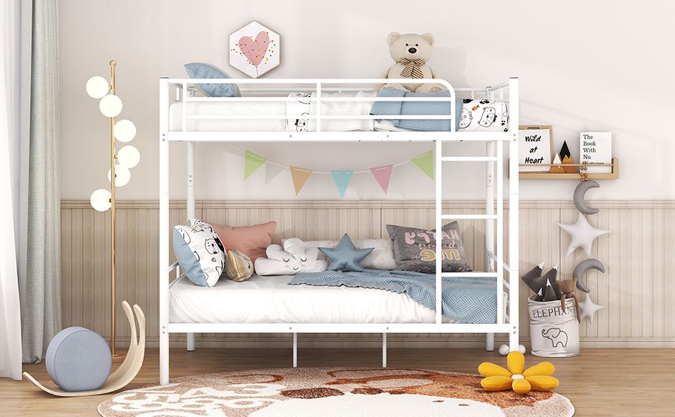 Full Over Full Metal Bunk Bed, White image 11