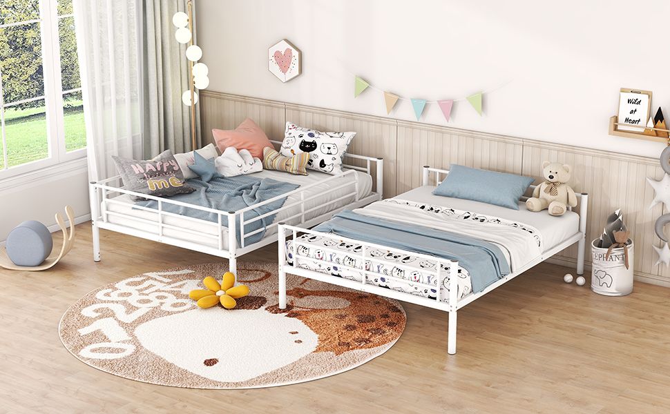 Full Over Full Metal Bunk Bed, White image 12