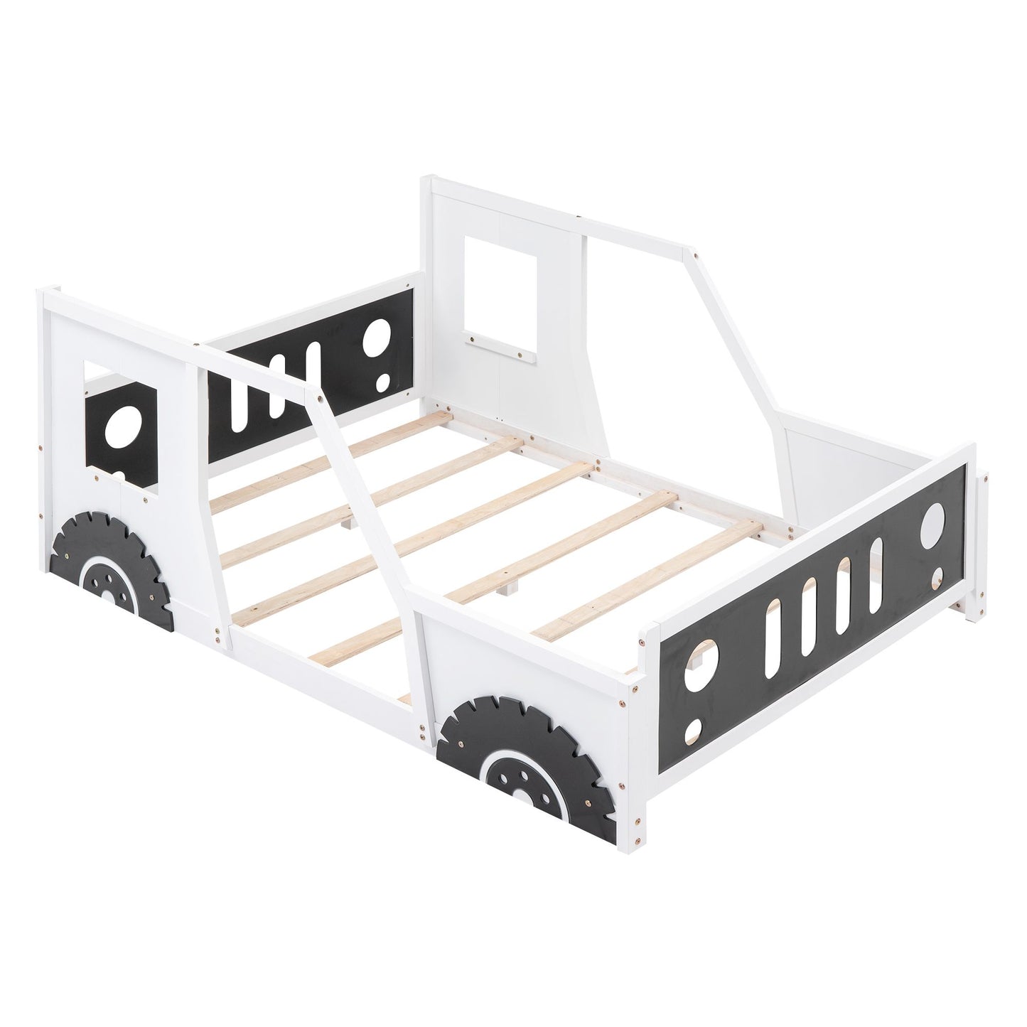 Full Size Classic Car-Shaped Platform Bed with Wheels White - Box Content
